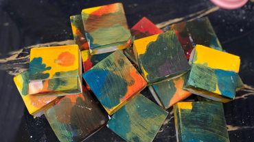 Multi Tone Dyed Dusty Blocks Satisfying Texture | Oddly Satisfying | GYM CHALK ASMR | White Noise