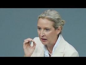 Protesters drown out live interview with far-right AfD party leader Alice Weidel