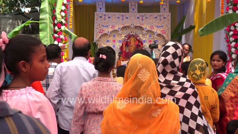 Performing Ganesh Aarti on the day of Ganesh Chaturthi in Lado Sarai New Delhi