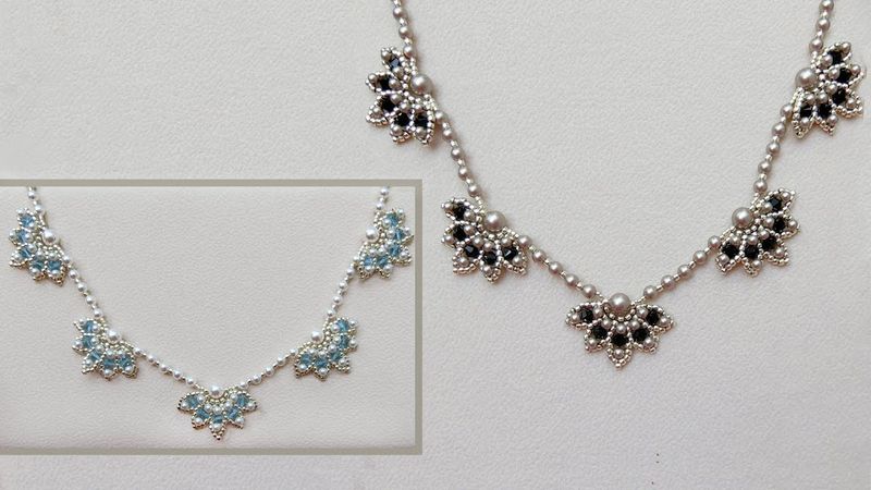 "Lily's Embrace" Princess Style Beaded Necklace with Crystal Bicones & Pearls. DIY Beaded Jewelry