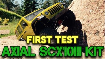 Stock Axial SCX10iii - First test on my new backyard track crawling rocks