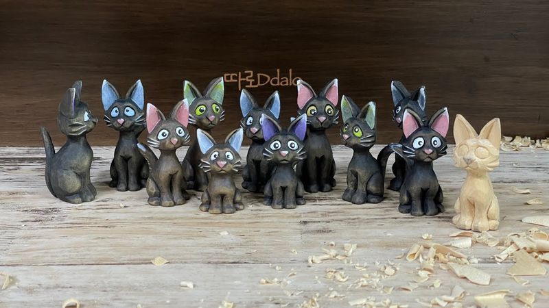 [우드카빙] 검은고양이 조각하기 Woodcarving- Carving a Little Black Cat
