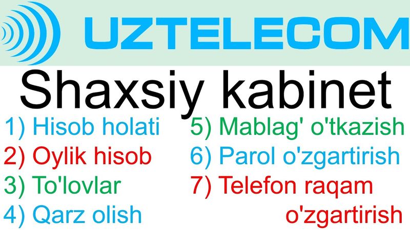 Uztelecom ( uzonline ) Shaxsiy kabinetga kirish va boshqarish