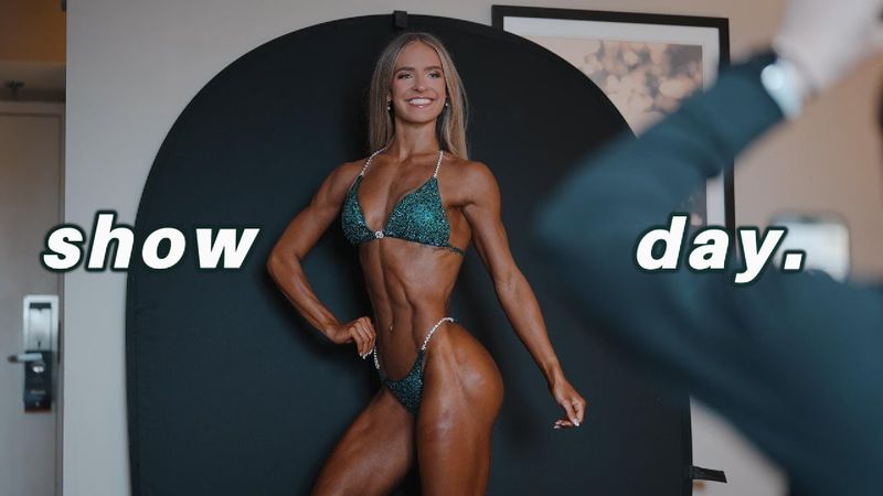 SHOW DAY!! Tan, glam, carbs (amrap), my full routine, comparisons, awards, post-show meal & more!!
