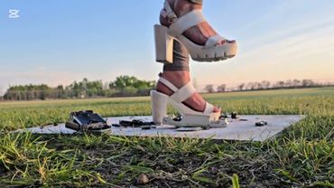 Pebbles stomps model cars to pieces #crushexperiment #modelcarcrush #highheels #asmrcrush