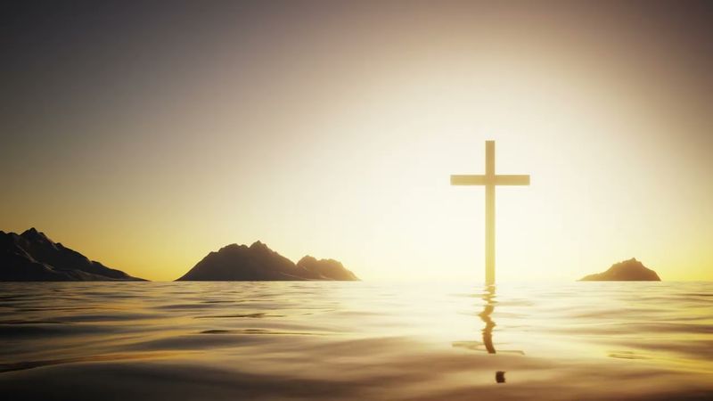 The Cross & New Life: 7 Min Deep Blue Baptism Background Loop | Space for Text