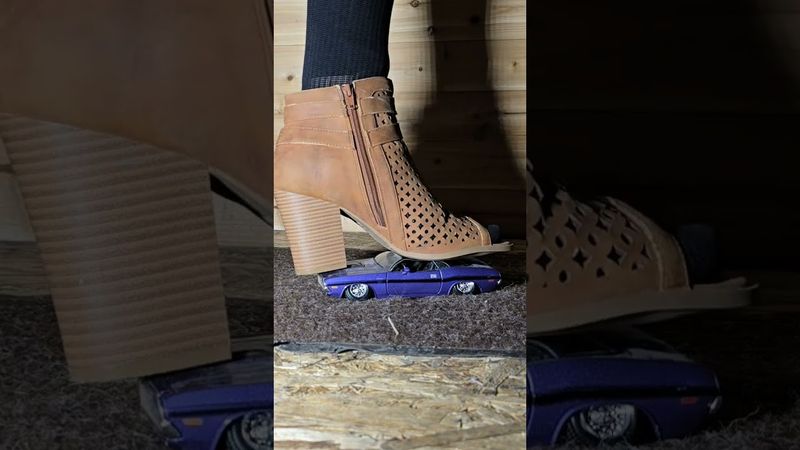 Model car crush with heels #crushexperiment #asmrcrush #highheels #modelcarcrush #asmrcrunch