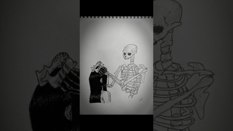 Skeleton Crown girl drawing....♥️☠️"Line without a hook"#drawing #art #skeleton#linewithoutahook#fyp