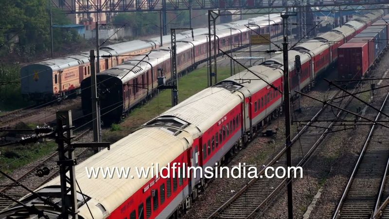 Passenger trains are crossing from Safdarjung Station New Delhi