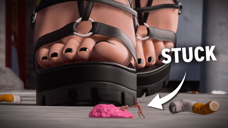 Stuck in gum (Giantess animation)