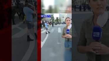 LA protests: Australian correspondent hit by 'rubber bullet'. #LA #Shorts #BBCNews
