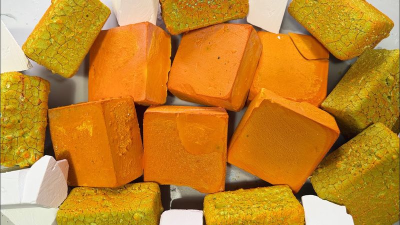 Yellow Pasted Dyed and Fresh Gym Chalk Blocks | Oddly satisfying | Gym Chalk