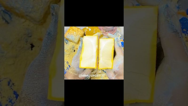 Yellow Blockb #relax #crunchycrumbles #oddlysatisfying #satisfying #soap #slime #gymchalk