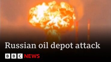 Massive blaze at Russian Black Sea oil depot after Ukrainian drone attack | BBC News