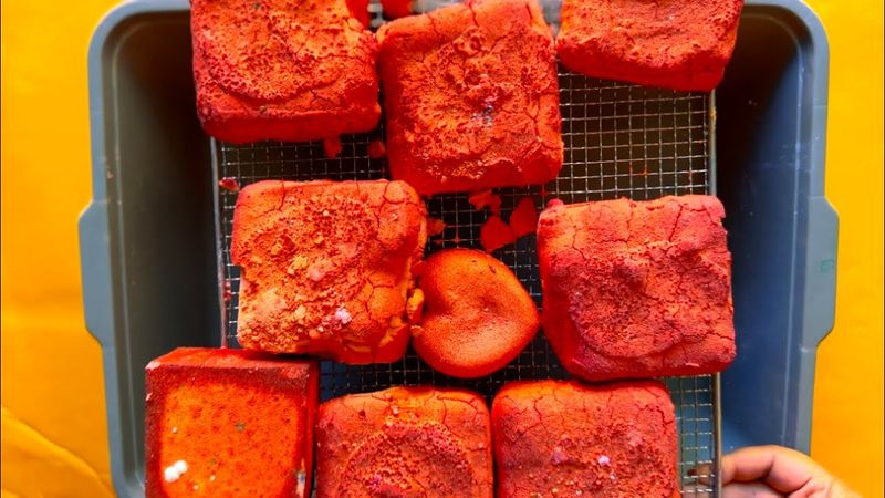 Pasted Gym Chalk Crush | Red | Pasted Stacked Thins | PettyASMRR | Oddly Satisfying