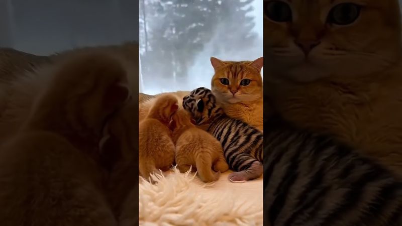 🐾🌍Cat became a mother to a panther #shorts #wildliferescue #emotional