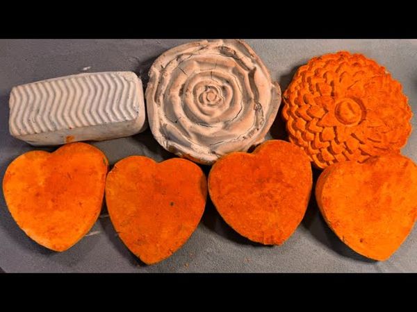 Orange Hearts & Off-White Chalk ASMR | Soft Fresh Molds with Minimal Aesthetic|Fast version included