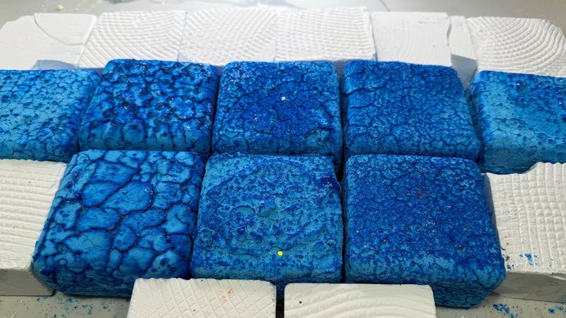 Blue Pasted and Fresh Patterned Blocks | Oddly Satisfying | Gym Chalk asmr