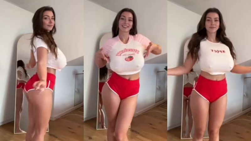 BIG BOOBS NO BRA Top and shorts try on haul