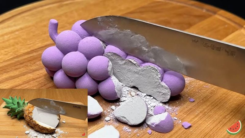 Cutting Fruit Made of Chalk ASMR(No Talking) Fruit Slice ASMR