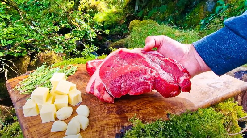 Never Seen Before ❗ Sirloin Steak entirely wrapped in Parmesan🔥 Cooked in the Forest