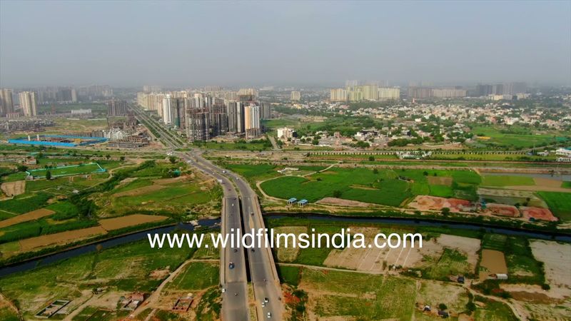 The Faridabad-Noida-Ghaziabad (FNG) Expressway, as seen from from the sky