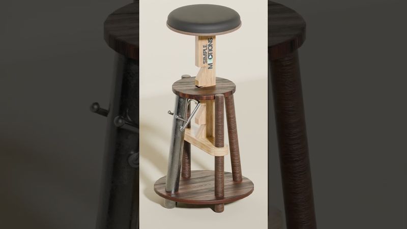Smart Wooden Stool with Height Adjustment – Satisfying Mechanical ASMR #shorts #relaxing