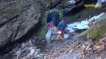 mountain girls kitchen beside the waterfall || lajimbudha ||