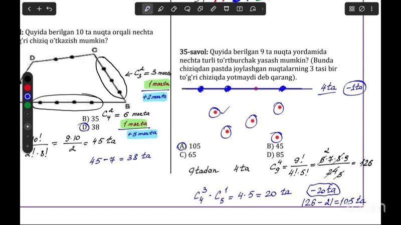Kombinatorika 2-Test Tahlili