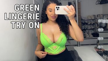Green Lingerie Try On