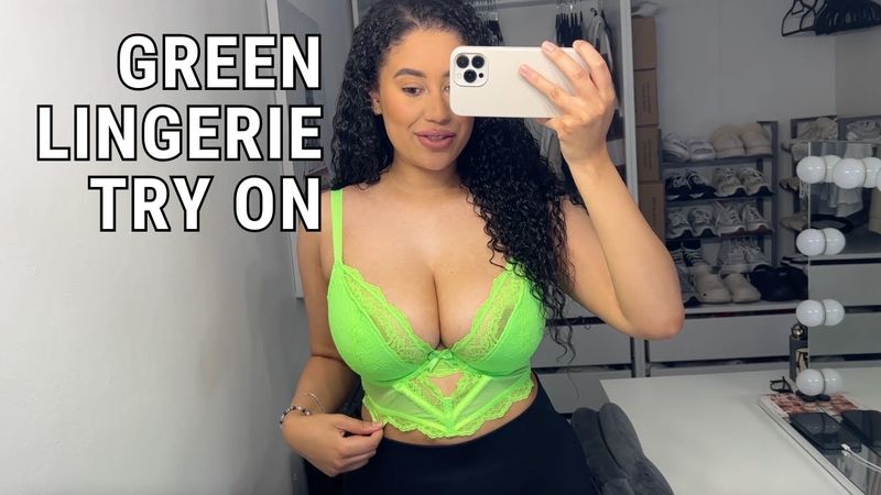 Green Lingerie Try On