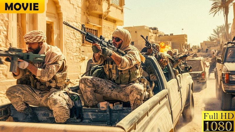 Schöne gefangene Mädchen nehmen den bewaffneten Kampf gegen Terroristen auf.