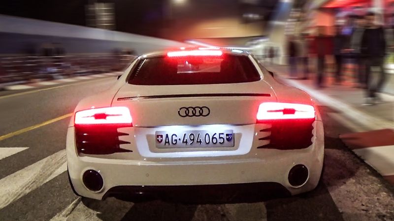 THE LOUDEST AUDI R8 V8 in MONACO! BRUTAL LAUNCH CONTROL😱