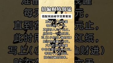 《祝由招偏财秘法》招偏财特别猛!接了!转发!功德无量!#祝由 #祝由十三科 #道家文化 #民间妙招 #非遗文化 #正能量 #国学文化 #佛教文化 #转运 #发财 #偏财 #传统文化