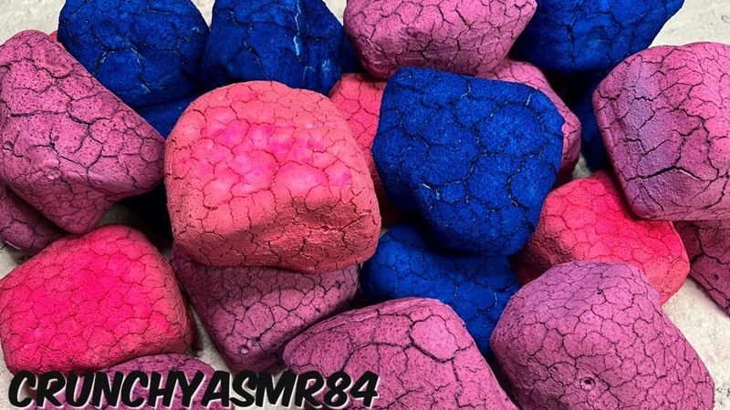 Pink, Blue & Purple Jumbo Pasted Chalk Chunks | Oddly Satisfying | ASMR | Collab w/ @chalkitasmr