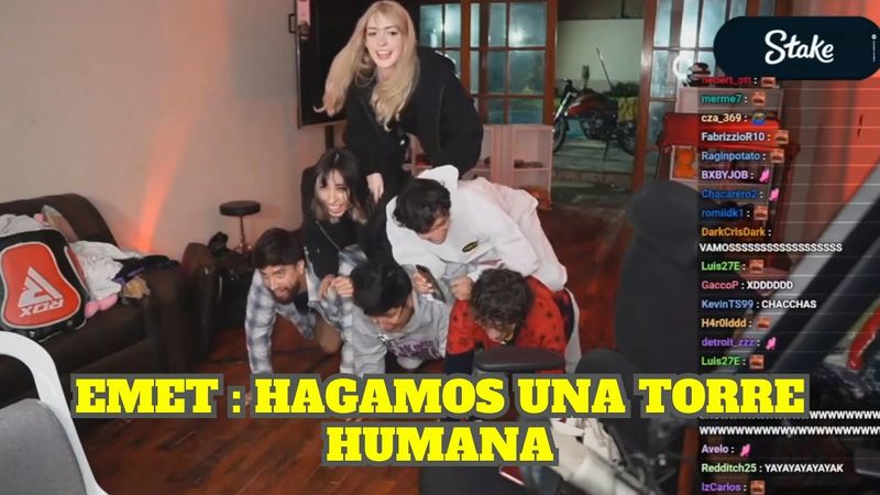 EMETSUKI HACE UNA TORRE HUMANA CON TODOS