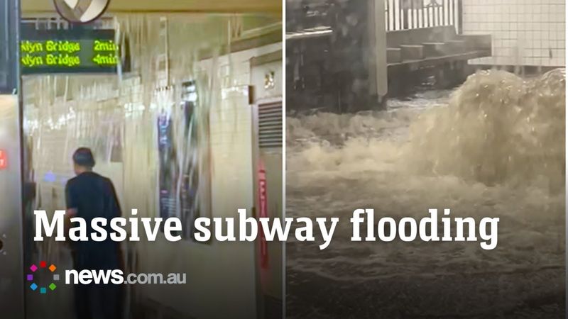 Heavy subway flooding chaos in New York after intense rain
