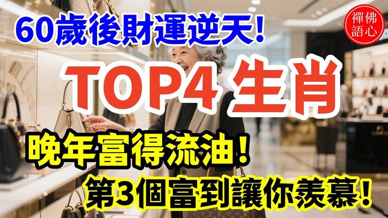60歲後財運炸裂！越老越有錢的「4大生肖」，晚年富得流油！ 第3個富到讓你羨慕！ #生肖 #十二生肖 #運勢