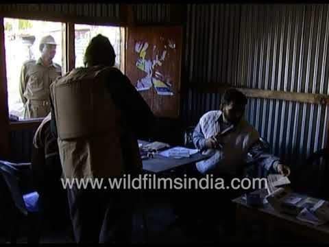 1990's archive: Voting takes place at Khalsa English Medium School in Chittisingpora Kashmir