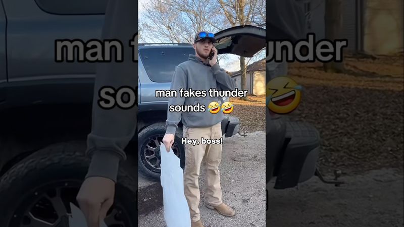 Man fakes thunder sounds 🤣