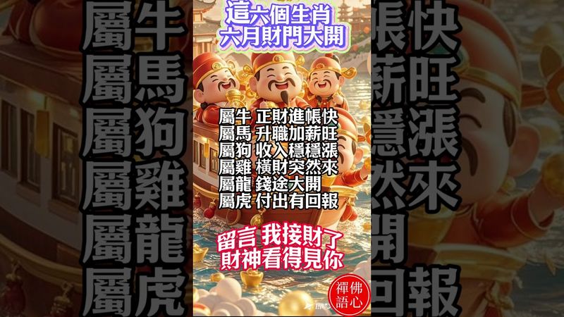【六月正財來敲門】留言，我接財，讓財神看見你！#生肖 #十二生肖 #運勢 #生肖運勢 #玄學 #風水 #命理 #shorts #人生感悟 #易经 #生肖命理 #正能量 #国学文化