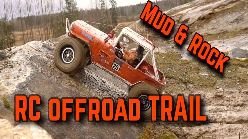 RC 4x4 muddy offroad trail. Mud & Rock Crawling - Axial SCX10 - Traxxas TRX-4