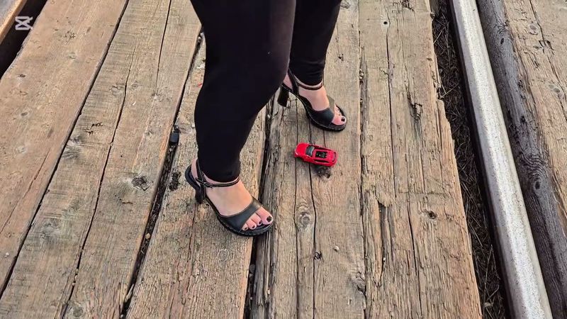 Pebbles smashes model car with heels #crushexperiment #asmrcrush #highheels #modelcarcrush #asmr