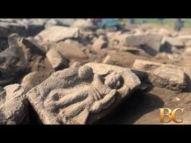 Amateur archaeologists unearth winged goddess at Hadrian’s Wall