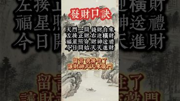 【發財口訣】每日唸一次，錢財滾滾來！發財口訣太靈驗了！