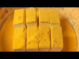 Fine Yellow Powder on Fresh Chalk Blocks