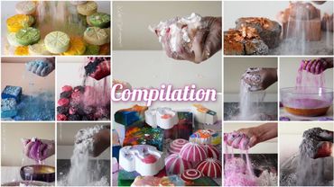 Compilation N°2 • 22 side view videos • Crush + powder play at the end • ASMR • Gym chalk 🤍