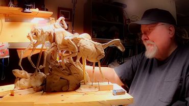 PRAIRIE WIND   Blocking in the Third Horse, Final Day Sculpting in 2022