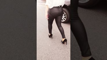 #shorts - Walking in high heels and black jeans - POV #shoes #foot  #heels #legs