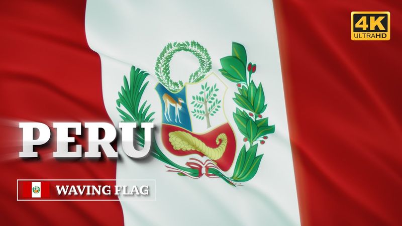 Peru Waving Flag  /  Перу. Развевающийся флаг [4K]